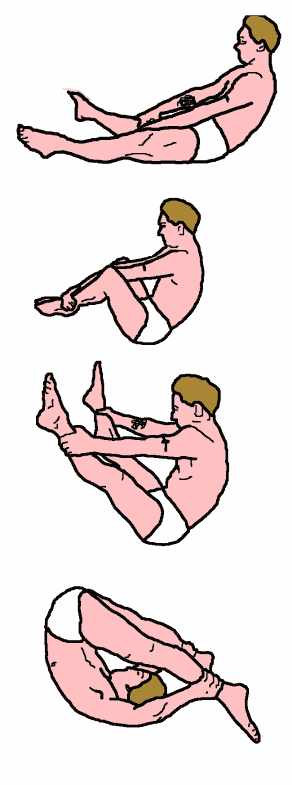 Упражнение пилатес 9. Качание с разведеными ногами